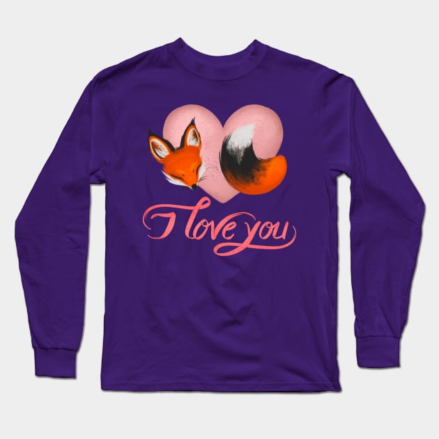 I love you - Valentine's Day or Anniversary or Any Day to Share Some Love Fox Long Sleeve T-Shirt by SamInJapan